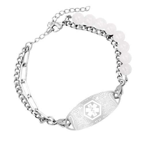 Lightweight Medicals Alert ID Bracelet Double Chain-SS4