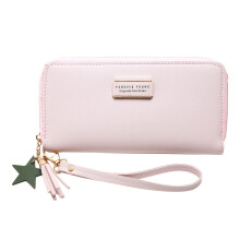 Solid Color Long Ladies Wallet Wallet Clip Tassel Ladies Wallet Zipper Coin Mobile Phone Purse Light