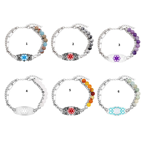 Stainless Steel Medicals ID Bracelet Double Layer Designs-bbb 1