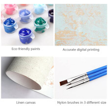 Paint By Numbers DIY Acrylic Painting Kit for Kids & Adults 40X45cm Music and Monkey with 3 Brushes