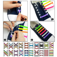 16 Stuks Lace- Laces Lazy Laces Wild Elastic Laces Geschikt voor Alle Seizoenen Gemakkelijk Te Dragen Schoenen (met Papieren Kaart)
