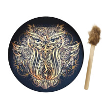 Handmade Shaman Drum Owl Decor with Deep Bass Sound, Dual Purpose for Home or Car Display