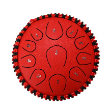 7 Inch 11 Tone Steel Tongue Drum Handpan Drum with Drumsticks and Carrying Bag for Beginners Red