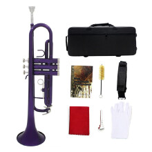 Professional Bb Trumpet for Beginners Purple Brass Instrument Set with Bright Finish and Cleaning Kit
