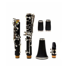 Student Bb Clarinet with 17 Nickel Plated Keys, Durable Composite Body and Dual Barrel Tuning