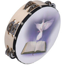 Stainless Steel Handheld Tambourine with Sacred Dove Motif, Bright Rhythm Sound for Church Worship