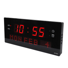 Elegante schwarze LED-Wanduhr 36,5 x 15,5 x 3,2 cm Digitaldekoration