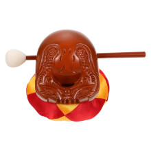 Wooden Fish Temple Block Drum with Mallet, Solid Wood Buddhist Meditation Instrument for Zen Decor