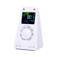 Rechargeable Digital Metronome Tuner for Piano Guitar Drum Guzheng, Compact White Design