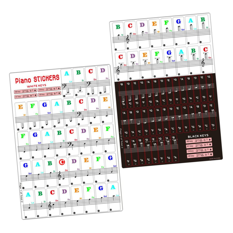 Piano Keyboard Stickers 2 Sets Colorcoded Removable Note Labels For 88 61 54 49 Keys Beginners 9771547300007