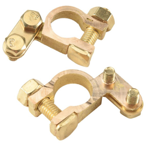 1 Pair Car Battery Terminal Clamp Connection Trim Positive Negative Brass Cable 1