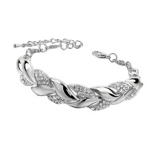 Daily Wear Wrist Bangle Gold Silver Leaf Adjustable-Silver