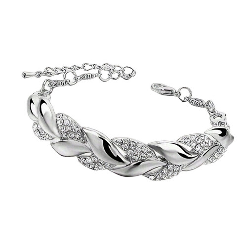Daily Wear Wrist Bangle Gold Silver Leaf Adjustable-Silver