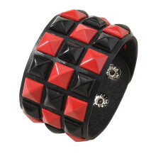 Versatile Punk Fashion Bracelet Soft Leather-red black.