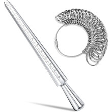 Outil de mesure de bagues en métal de qualité supérieure, ensemble de 27 pièces comprenant un mandrin en aluminium et des jauges en acier