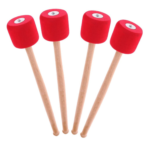 2 Pairs Bass Drum Mallets Set with Comfortable Smooth Handle, BeginnerFriendly for Practice and Snare