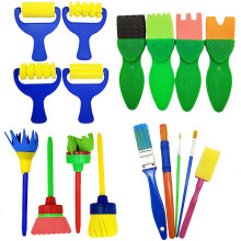 17 Pcs Sponge Painting Brushes Kit Kids Brushes Sets for Kids Painting Learning Art Creation