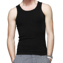 Men Yoga O Collar Sleeveless Bodybuilding Vest Leisure Sport Shirt Round Neck U Type T-Shirt Fitness Vest (Black XL)