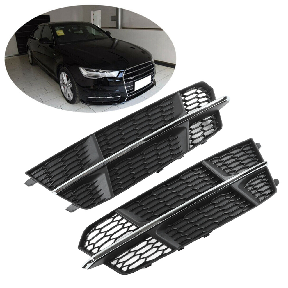 Front Bumper Fog Grille Cover For A6 C7 2014-2018, Abs Replacement Light 4911376034246