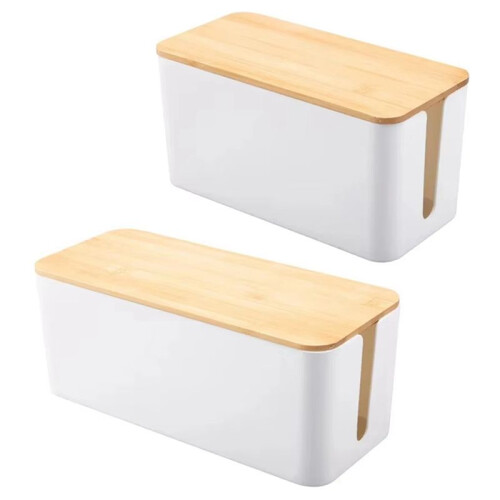 Cable Storage Box Wooden Power  Storage Case Dustproof Charger Socket Organizer Wire Case Home Cable WinderOrganizer 1