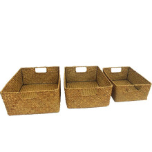 buc. coș de depozitare din iarbă de mare cu mâner, galben, M: 33 x 23 x 11 cm + L: 36 x 26 x 12 cm + XL: 39 x 29 x 13 cm