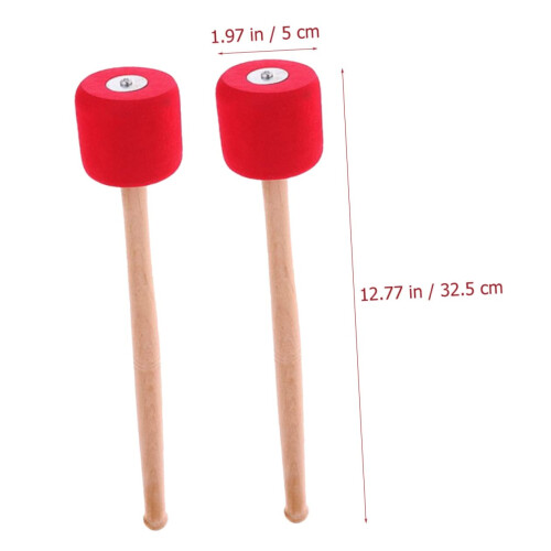 2 Pairs Bass Drum Mallets Set with Comfortable Smooth Handle, BeginnerFriendly for Practice and Snare 1