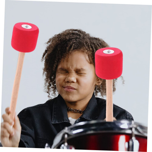 2 Pairs Bass Drum Mallets Set with Comfortable Smooth Handle, BeginnerFriendly for Practice and Snare 2