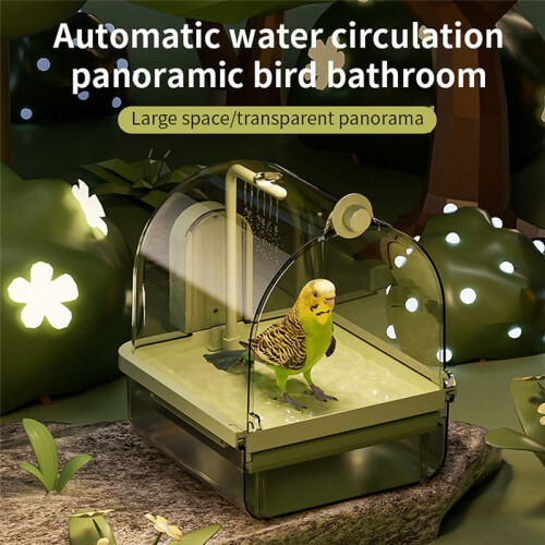 Clear Hanging Bird Bath,Automatic Water Circulation Bath Shower for Bird Clean Space Saving Design Bird Cage Accessory B 1