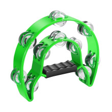 Flexzion Tambourine Metal Half Moon Musical Instruments Double Row Metal Jingles Hand Held Instruments Percussion with Ergonomic Handle Grip, Tambour