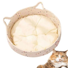 Donut Cat Bed Cute Bed for Indoor Cats Cotton Rope Nest Cushion Pet Supplies for Kitten Sleeping Calming Scratching Home A