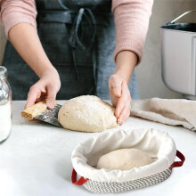 2pcs Cotton Rope Banneton Bread Proofing Basket, Oval Bread Basket with Liners & Covers for Artisan Bread Baking