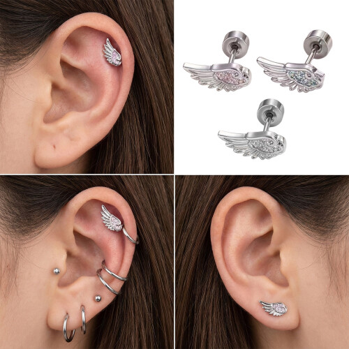 Boucle d'oreille en forme d'aile Unique-Ensemble de trois pièces 1