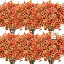 24PC Bundles Artificial Fall Flowers for Outdoors Decoration, Eucalyptus Lavender Faux Autumn Fake Plants