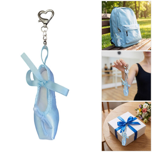 Portable Lightweight Mini Ballet Shoe Charm Keychain-Light Blue 1