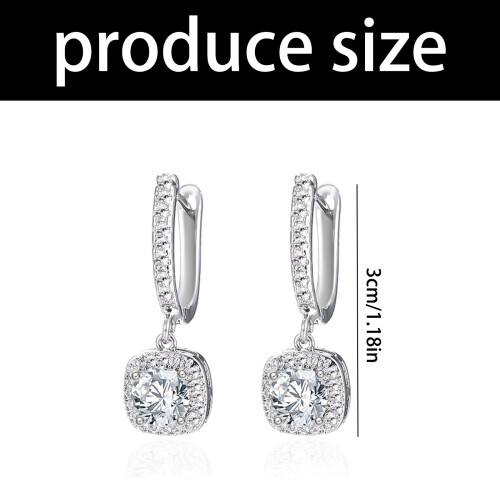 Boucles d'oreilles carrées en zircon pour des occasions-Blanc 2