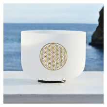528Hz C Note Life Flower Crystal Singing Bowl 8 Inch Frosted Quartz for Meditation with Mallet