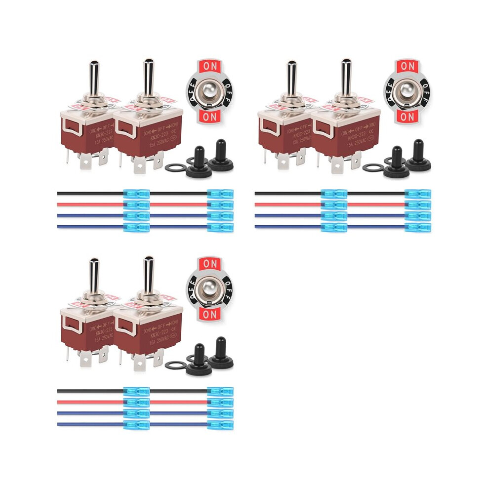 4Pin Reverse Polarity Toggle 6Pcs 12V Momentary Rocker 30A Off Dpdt 3 Position Waterproof Boot Cap 6032402039160