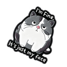 Impatience Face Badge Cartoon Puss Enamel Pin Feature Sarcastic