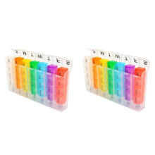 2X Portable Weekly 7 Day Push Button Pill Holder Travel Medicine Box Case Organizer