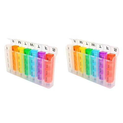 2X Portable Weekly 7 Day Push Button Pill Holder Travel Medicine Box Case Organizer