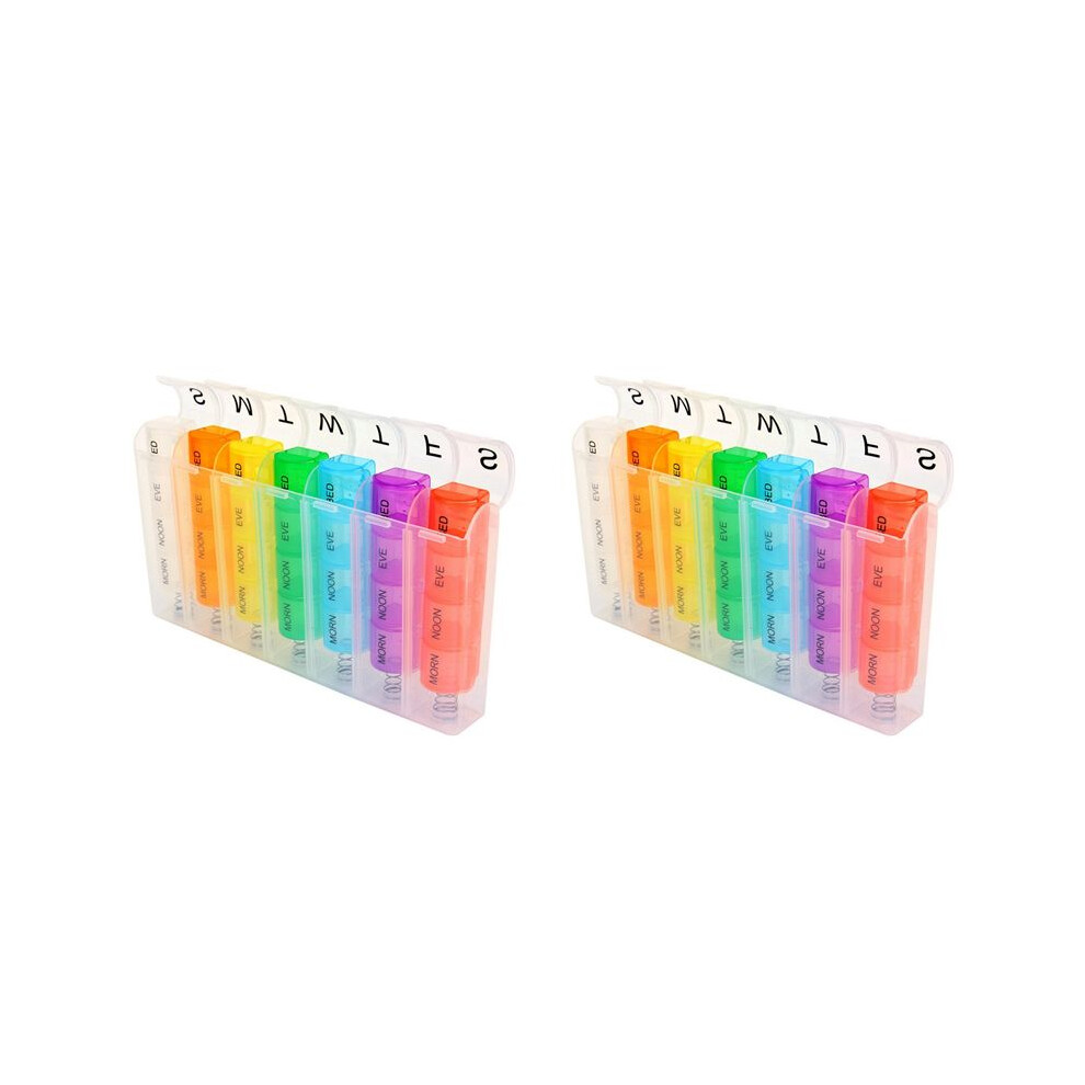 Semoic 2X Portable Weekly 7 Day Push Button Pill Holder Travel Medicine Box Case Organizer