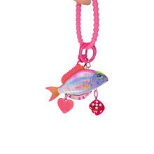 Artistic Ocean Theme Keychain with Glittering Details-Rose Red