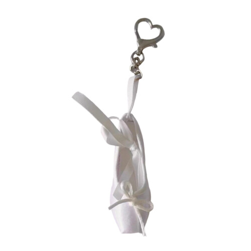 Porte-clés à breloques en ruban de mini chaussures de-Blanc