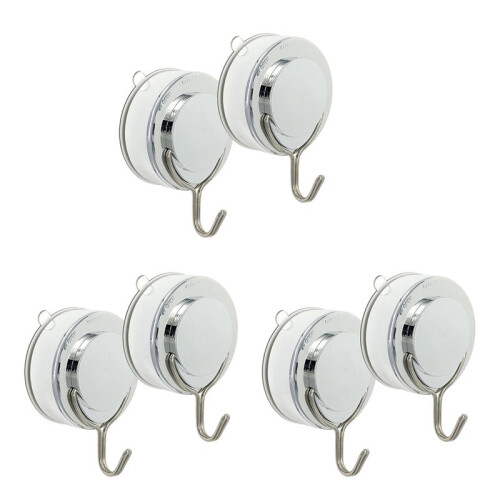 Suction Hook 6 Pack Vacuum Stainless Steel Suction Cup Hooks,Triple Hooks Wall Hook,Bath Towel Hook