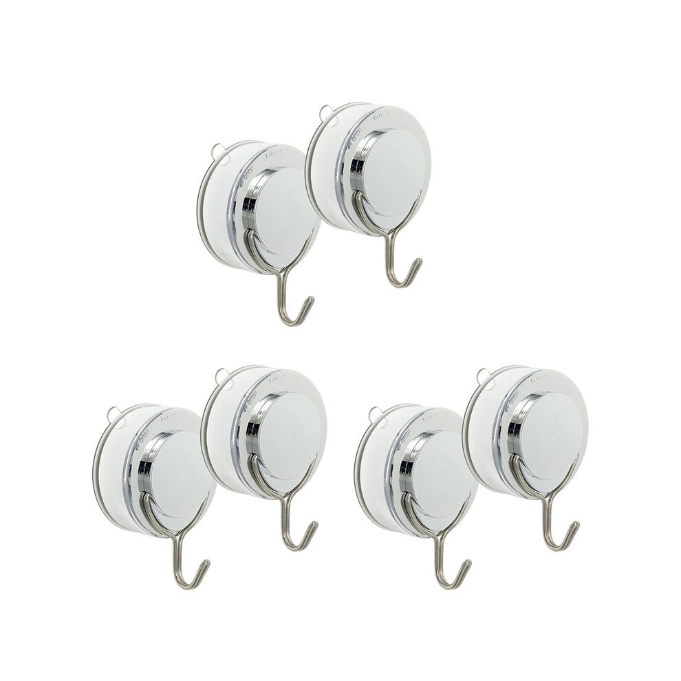 Semoic Suction Hook 6 Pack Vacuum Stainless Steel Suction Cup Hooks,Triple Hooks Wall Hook,Bath Towel Hook