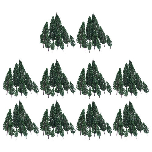 100Pcs 1.9 Inch - 6.3 Inch Train Set Scenery Landscape Model Pyramidal Trees Scale 1/50 1