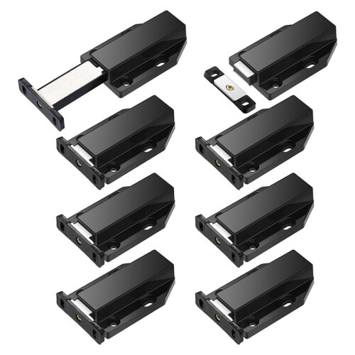 8 Pack Magnetic Push  Heavy Duty Push to Open Cabinet Hardware Push Release Magnets Touch , Black