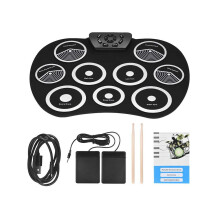 Electronic Drum Set with 9 Silicone Pads, Roll Up Practice Kit for Beginners and Kids with Pedals