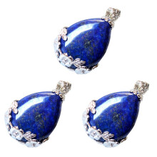 3X Women Angel Tears Water Drop Semi-Precious Gemstones Pendant -Lapis Lazuli