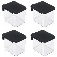 4 Pcs Pegboard Accessories with Lid, 3.9 X 3.2 X 3.2 Inch Pegboard Bins with Hooks, Clear Plastic Pegboard Containers